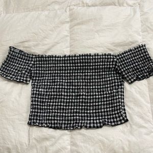 Charlotte Russe Checkered off the shoulder crop top